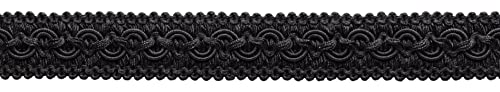 DÉCOPRO 1" (2.5cm) Wide Vintage Decorative Gimp Braid Trim # 0100SG Pure Black #K9 (Jet Black) 10 Yard Value Pack (30 ft/9.5m)