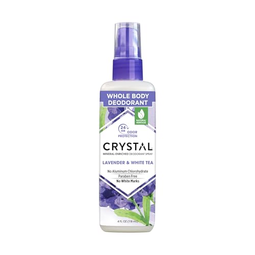 Crystal Essence Mineral Deodorant Body Spray Lavendar & White Tea, All Over Body Deodorant, 4 oz