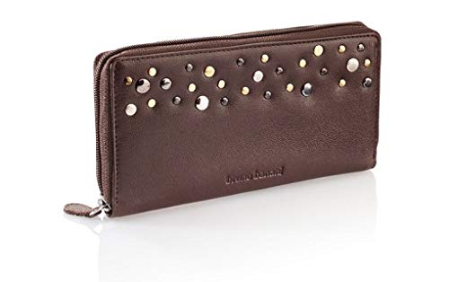 Preisvergleich Produktbild bruno banani Damen Geldbörse aus Leder braun Langbörse Geldbeutel mit Nieten