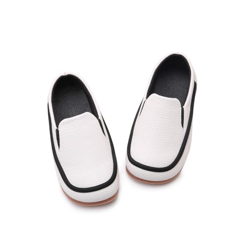 Image of SOFMUO Toddler Boys Girls Loafers Slip On Little Kids Oxford Dress Flats Casual Boat Shoes School Uniform Moccasin Daily Walking Shoes