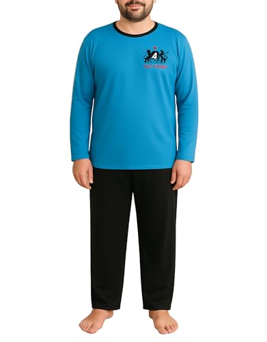 Moonline Herren Schlafanzug Übergrößen Lang – 100% Baumwolle Pyjama...