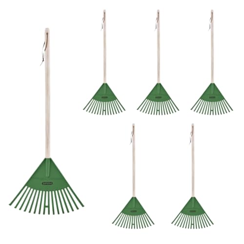 Image of Superio Kids Leaf Rake, 34-Inch Gardening & Lawn Care Tool with Hardwood Handle and Durable Plastic Tines for Leaf Cleanup & Garden Maintenance, Green 1 Pack