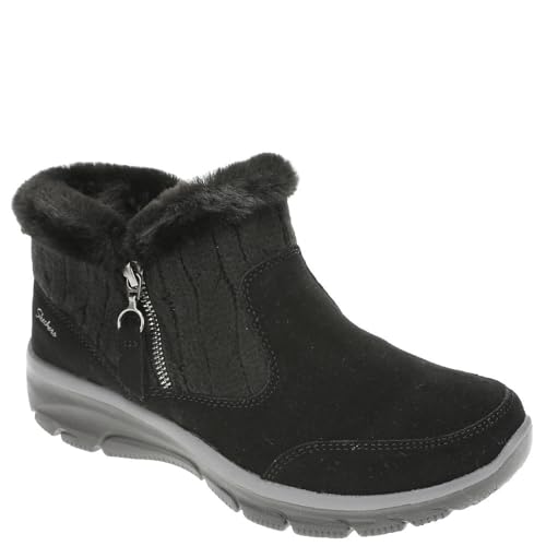 Skechers Women's Easy Going-Cozy INN Ankle Boot, Black/Black, 5