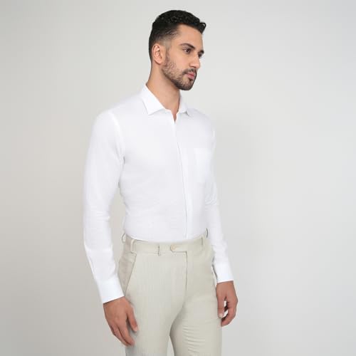 Image of Park Avenue Men Slim Fit Structure Pattern Pure Cotton Semi Cutaway Collar Full Sleeve Formal Shirt