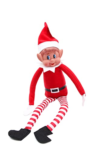 Poupée de Noël Coquine en Peluche Elfe Rouge - Les Elfes se comportent Mal avec Le Visage en Vinyle, Les Mains Velcro, Les Jambes Longues, Pliable Cover