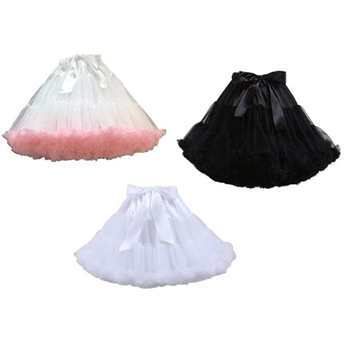 Lolita Cosplay Petticoat A-Line Puffy Tutu Skirt Layered Tulle Ballet Dance Pettiskirts Big Bowknot Underskirt