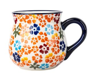 Taza de cerámica roja vintage con asa, 400 ml miniatura 1