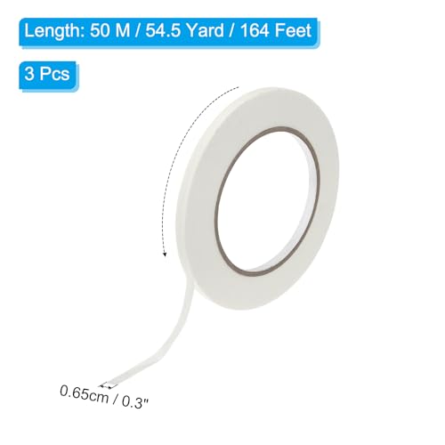 Image of PATIKIL Masking Tape 0.3 Inch x 55 Yard, 3 Roll General Purpose Adhesive Painting Tape Painters Tape for Arts Crafts Label, White