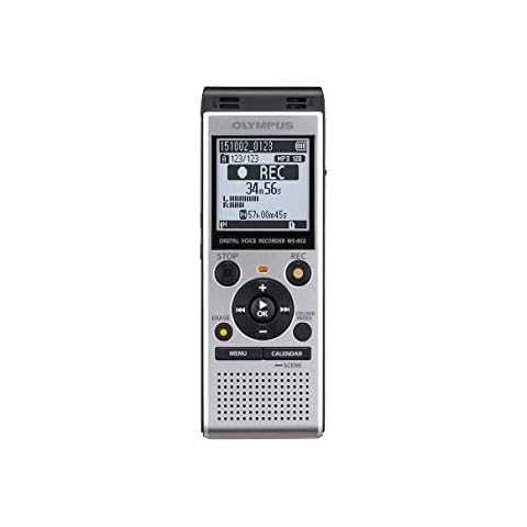 Olympus WS-852 Digital Voice Recorder with Stereo Microphones, 7 Recording Scenes, Calendar Search, Direct USB, Voice Filter, Low- Cut Filter, Built-In Stand & 4 GB Memory Cover