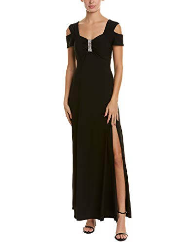 R&M Richards Women s one Piece Long Missy Cold Shoulder Gown,  Black,  8