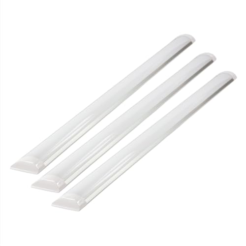Kit 3 Luminárias Tubular LED 60 cm Slim Branco Frio 6000K 20W Bivolt