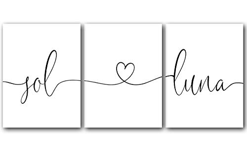 Sol Luna, Unframed, 18 X 24 Inches, Set Of 3, Posters, Minimalist Art Typography Art, Bedroom Wall Art, Romantic Wall Decor #TOP13
