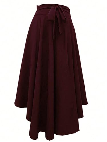 Beach Women's Women Solid Color Belted Casual Skirt3