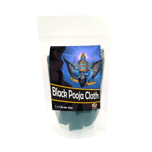 Image of Black Pooja Cloth, Traditional Prayer Fabric, 1 x 1.25 Metres