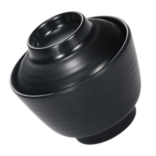 QUMIIRITY 和風蓋付き味噌汁椀 小型食器 耐久性厚手素材 サラダや前菜にも対応 持ちやすいテクスチャー付き スープ ご飯兼用ボウル