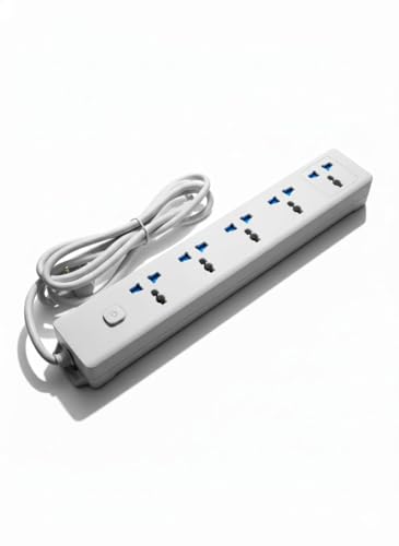 Image of SBF Extension Board with 3 USB Charging Ports & 4 Universal Sockets | 10 Amp Heavy Duty Power Strip with 2 Meter Cable, Overload Protection & Switch | Multi Plug Extension Cord (White(5P 2USB 1C))