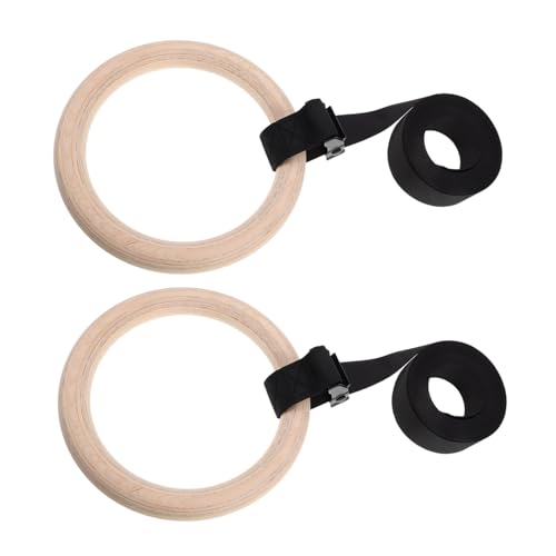 Anillas de gimnasia de madera con hebilla ajustable para entrenamiento