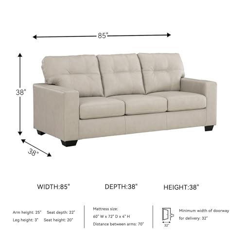 Image of Signature Design by Ashley Leather Match Queen Sofa Sleeper, Bone