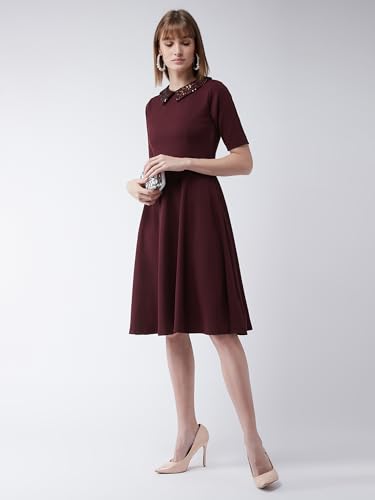 Image of Miss Chase Women's Comfortable Round Neck Sleeveless Striped Midi Bodycon Dress with Zipper