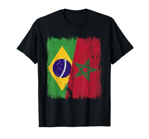 Demi Drapeau du Brésil Maroc Patrimoine marocain T-Shirt