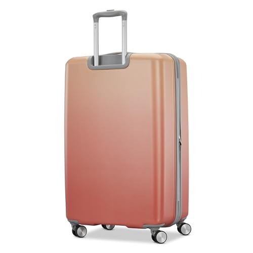 Image of American Tourister Moonlight II Hardside Expandable Luggage with Spinner Wheels, Ombre Peach, Large Checked Suitcase 28-Inch
