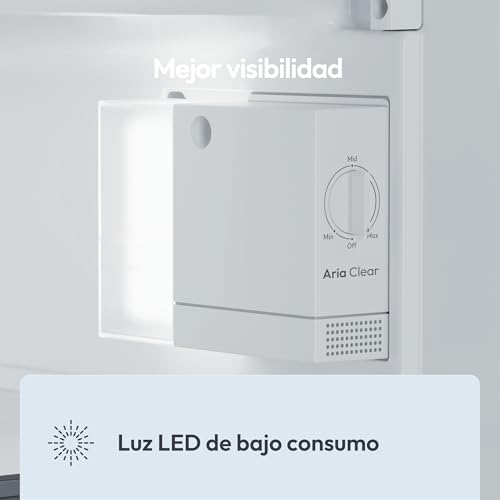 Candy CNOQ2S58EX, Frigorífico Mini con Congelador, Ancho x Alto 54,5 x 85cm, 129L, 2 Estantes, 3 Balconeras, 1 Cajón, Control Mecánico de la temperatura, Iluminación LED, Altura Ajustable, 37DB, Inox - imagen 4