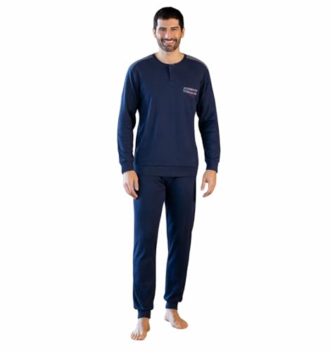 Irge® Pigiama Uomo Invernale Lungo 100% Caldo Cotone Interlock in