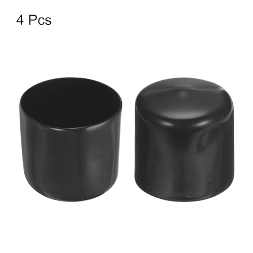 Image of uxcell 4pcs Rubber End Caps 43mm ID Vinyl Round End Cap Cover Screw Thread Protectors Black, 40mm Height