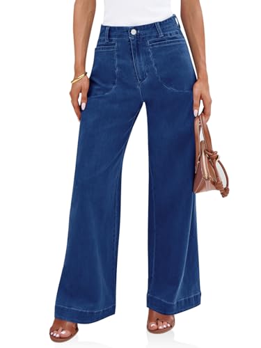 Cicy Bell Womens Wide Leg Jeans High Waisted Stretchy Baggy Loose Denim Casual Pants with Pockets