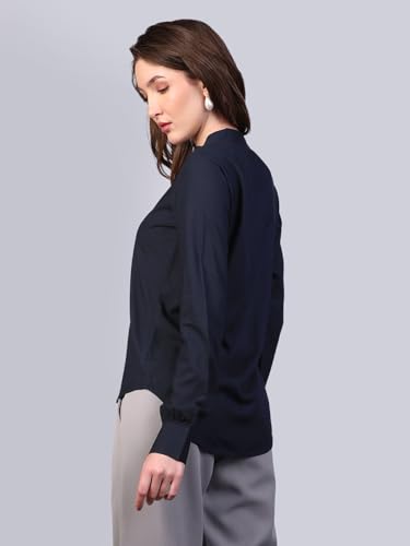 Image of Urbano Fashion Women's Modal Viscose Full Sleeve Regular Fit Casual Solid Shirt with Mandarin Collar