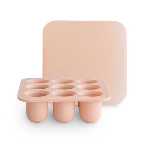 Image of mushie Fresh Food Feeder Freezer Tray with Lid for Frozen Baby Food | 9 Cups x 0.5 oz | BPA Free Storage Container (Blush)
