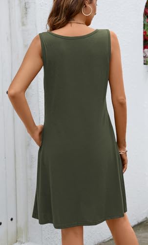 Image of Ladlop Summer Dresses for Women 2026 Beach Loose Casual A Line Dress Sleeveless V-Neck Sundress with Pockets