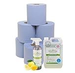 Multi Purpose Cleaner, MultiTize Eco, Multi Surface Biodegradable Spray (5 Litres + 1 Spray Bottle + Blue Rolls)