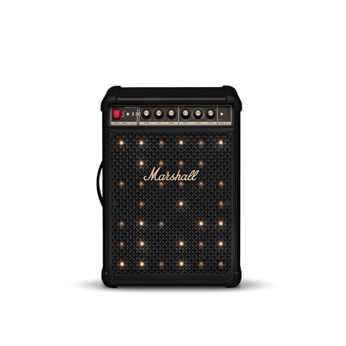 Image of Marshall Bromley 450 Portable Party Speaker - Loud 360 Sound with Bass EQ Controls | 40+ Hours Playtime | Bluetooth, 3.5 mm AUX, RCA, Microphone, Instrument Inputs | LED Lights - Black and Brass