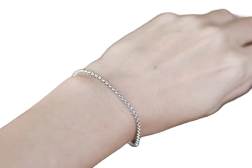 Chain Bracelet for Women Silver Tone Stainless Steel Rolo Chain