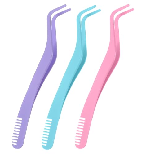 3 Stück Wimpernzange für Lashes Wimpern Pinzette Edelstahl mit Anti-Rutsch-Griff & Wimpernkamm Präzisionswerkzeug for Einzelwimpern Clusters & Augenlid-Tapes