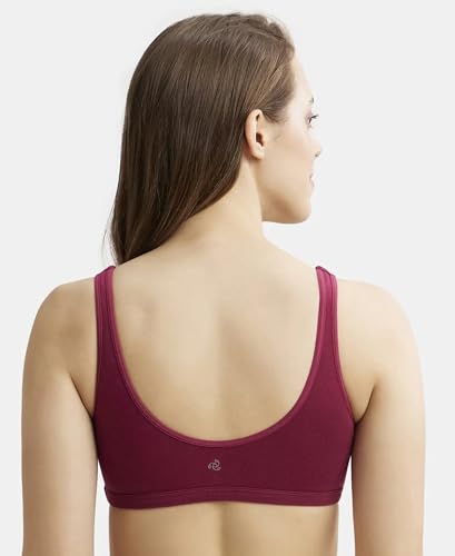 Image of Jockey 1550 Women's Super Combed Cotton Elastane Stretch Slip On Crop Top with Stay Fresh Treatment Bra