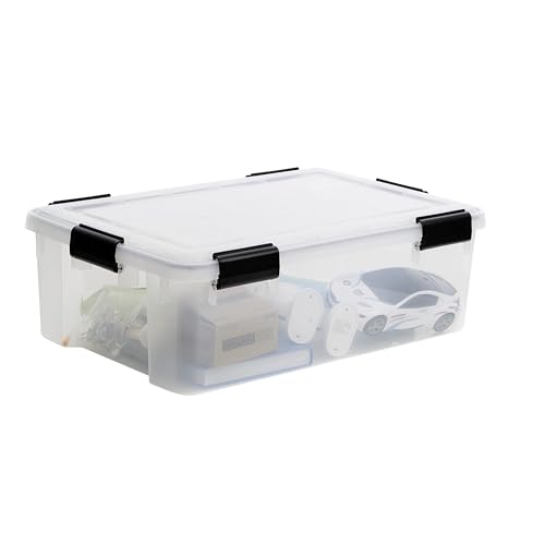 Iris Ohyama Luftdichte Kunststoff-Aufbewahrungsboxen mit Deckel, 30L, 6er-Set, Transparent, Hermetischer wasserdichter Verschluss, Robuste Schnappverschlüsse, Stapelbar, Staubschutz, BPA-frei, AT-LS