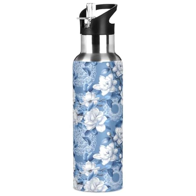 ALAZA Fire Rainbow Dragon Water Bottle with Straw Lid Vacuum Insulated Stainless Steel Thermo Flask Water Bottle 20oz