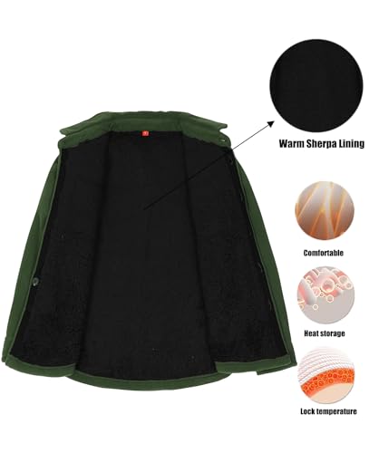 ThCreasa Boys Warm Sherpa Lined Buffalo Plaid Fleece Button Down Shirt Jacket3