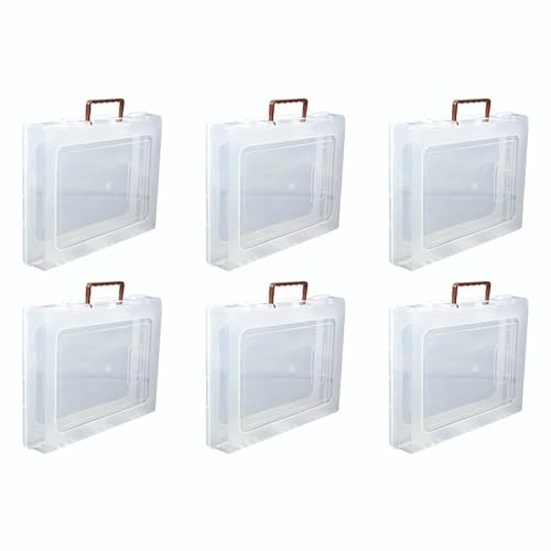 Image of Multipurpose Plastic Rectangular Storage Boxes with Locks and Handle Matte Finish for Saree, Laptop, Books (Set of 6, Rajkumari)