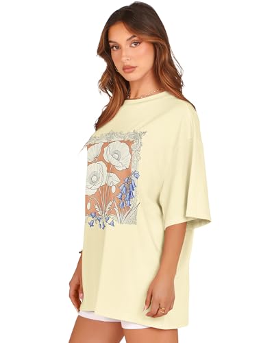 Oversized Tshirts for Women Summer Short Sleeve Round Neck Graphic Tee Shirt