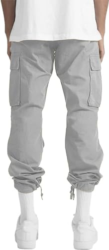 ALLABREVE Mens Casual Joggers Pants Hiking Drawstring Chino Cargo Pants Straight Leg Pants4