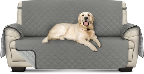 Utopia Bedding Resistente al Agua Funda de Sofa 2 Plazas, Reversible Protector para Sofás con Correas elásticas para Mascotas Cubre Sofa (Gris)