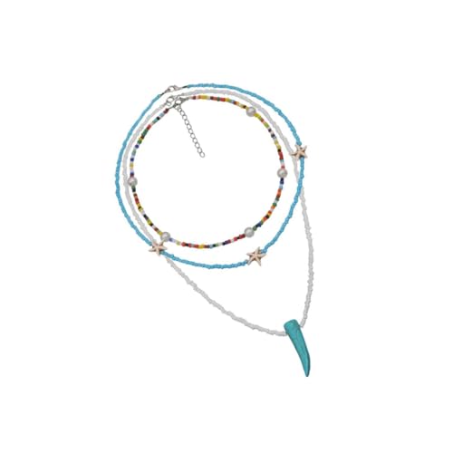 Collier de perles colorées LLXYWJ style ras du cou plage turquoise 3 pièces