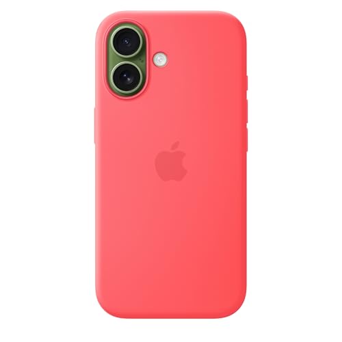 Image of Apple iPhone 17 Silicone Case with MagSafe and Camera Control: Lightweight Phone Case, Wireless Charging Compatible, Smooth Matte Finish; Bright Guava 