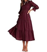 BTFBM Women Casual Long Sleeve Crew Neck Fall Dress Bohemian Relaxed Fit Floral Flowy Maxi Dresse...