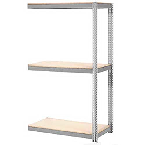 Global Industrial Expandable Add-On Rack 48x24x84 3 Level Wood Deck 1500 lb. Cap Per Level Gry