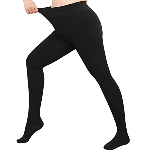Fohevers Collants Opaque Femme Lisse Microfibre 80 DEN Collants Grandes Tailles Opaques Collant Curvy Extra Large 80 Deniers,Noir Cover