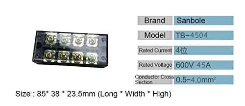 Bornier TBC-4504 Cuivre 4 Positions Type Fixe pour Isolation Électrique - 4